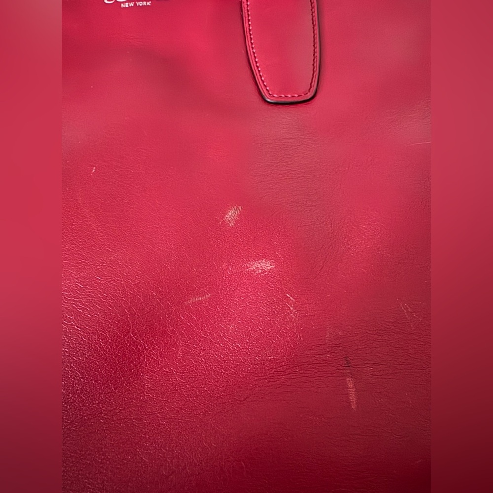 Coach red leather tote bag - Picture 2 of 9